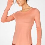 Fabletics pêssego 420HR2717 t-shirt de manga comprida eco-consciente mulheres