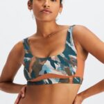 Fabletics pincel camuflagem/sequóia 420HR1606 sutiã de natação costas mulheres