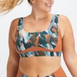 Fabletics pincel camuflagem/sequóia 420HR1607 sutiã de natação costas mulheres