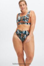 Fabletics pincel camuflagem/sequóia 420HR1607 sutiã de natação costas mulheres - Image 4