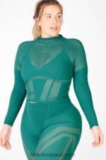 Fabletics pinho macio/serenidade 420HR2707 Peyton Sculpt Blusa manga longa em malha mulheres
