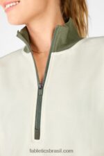 Fabletics pomba branca/safari 420HR2531 pulôver de zíper com decote careca catarina mulheres - Image 2