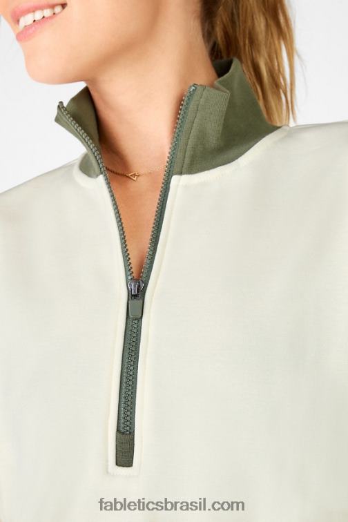Fabletics pomba branca/safari 420HR2531 pulôver de zíper com decote careca catarina mulheres - Image 2