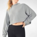 Fabletics pomba cinza 420HR2563 pulôver cropped brisa mulheres
