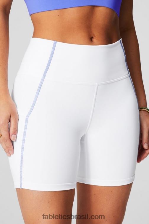 Fabletics ponche clássico branco/pervinca 420HR284 oasis pureluxe cintura alta 6'' short 10 mulheres - Image 2
