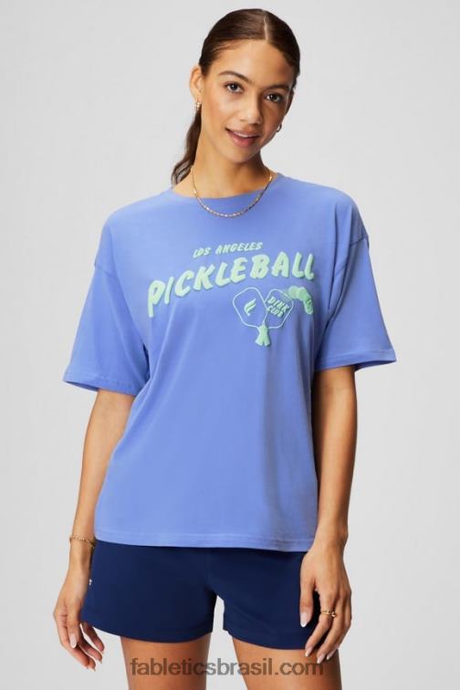 Fabletics ponche de pervinca/picleball gráfico 420HR1961 camiseta vintage manga curta mulheres - Image 1