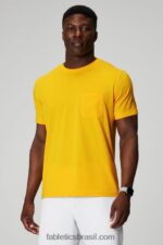 Fabletics por do sol amarelo 420HR3451 a camiseta de bolso 24-7 homens