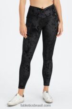 Fabletics preto 420HR1075 legging cruzada de veludo amassado mulheres