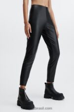 Fabletics preto 420HR1126 legging cintura alta de couro vegano mulheres