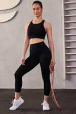 Fabletics preto 420HR1222 trinity motion365 capri cintura alta mulheres - Image 5