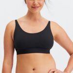 Fabletics preto 420HR1576 bralette decote canoa de toque fino mulheres