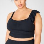 Fabletics preto 420HR1694 blusa de babados mellie mulheres