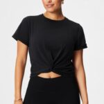 Fabletics preto 420HR1944 camiseta 100% algodão twist knot mulheres