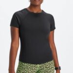Fabletics preto 420HR1974 phoenix lite blusa de manga curta mulheres