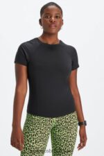 Fabletics preto 420HR1974 phoenix lite blusa de manga curta mulheres