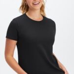 Fabletics preto 420HR1998 T-shirt em jersey 100% algodão mulheres