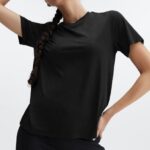 Fabletics preto 420HR2013 tee flexível seco mulheres