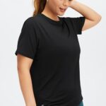 Fabletics preto 420HR2027 phoenix lite blusa de manga curta mulheres