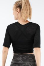 Fabletics preto 420HR2060 camiseta ryan manga curta amarrada mulheres - Image 3