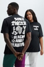 Fabletics preto 420HR2075 camiseta unissex africobra mulheres