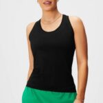 Fabletics preto 420HR2137 tanque racerback de tecnologia de penas mulheres