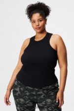 Fabletics preto 420HR2146 tanque de costela de gola alta mulheres