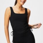 Fabletics preto 420HR2149 tanque de sutiã embutido franzido mulheres