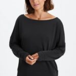 Fabletics preto 420HR2436 pulôver de gola canoa eco elegante mulheres