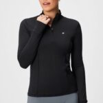 Fabletics preto 420HR2581 fênix meio zíper camada intermediária mulheres