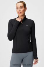 Fabletics preto 420HR2581 fênix meio zíper camada intermediária mulheres