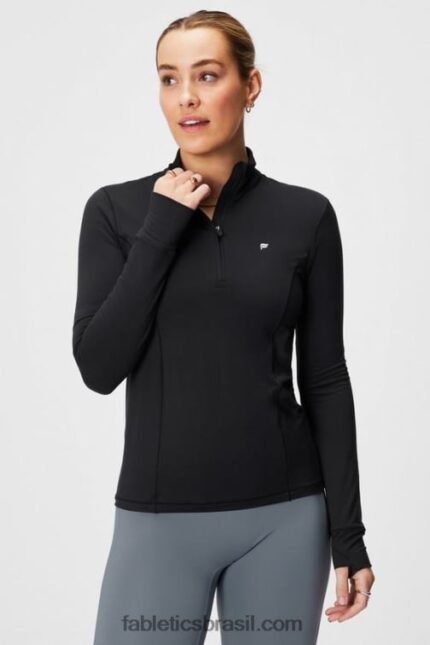 Fabletics preto 420HR2581 fênix meio zíper camada intermediária mulheres