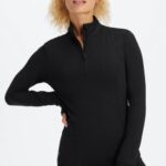 Fabletics preto 420HR2583 fênix meio zíper camada intermediária mulheres