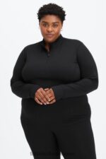 Fabletics preto 420HR2584 fênix meio zíper camada intermediária mulheres