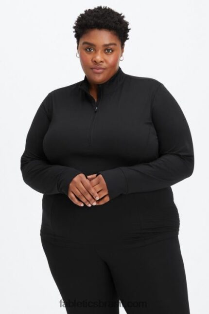 Fabletics preto 420HR2584 fênix meio zíper camada intermediária mulheres