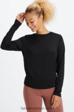 Fabletics preto 420HR2601 camiseta manga longa dry-flex mulheres