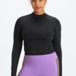 Fabletics preto 420HR2627 blusa leve manga longa mulheres