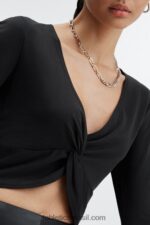 Fabletics preto 420HR2666 top frontal em malha elegante mulheres - Image 2