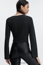 Fabletics preto 420HR2666 top frontal em malha elegante mulheres - Image 3