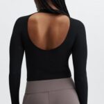 Fabletics preto 420HR2669 ruby sculptknit aberto nas costas manga longa mulheres