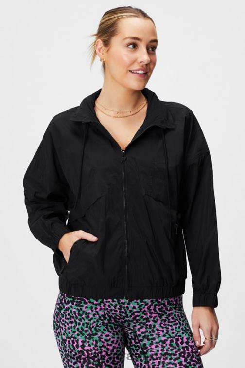 fabletics_preto_420hr2750_jaqueta_de_trilha_de_nailon_mulheres.jpg Fabletics preto 420HR2750 jaqueta de trilha de náilon mulheres - Image 1