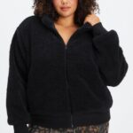 Fabletics preto 420HR2790 jaqueta de pelúcia cume mulheres