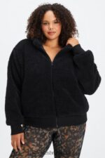 Fabletics preto 420HR2790 jaqueta de pelúcia cume mulheres