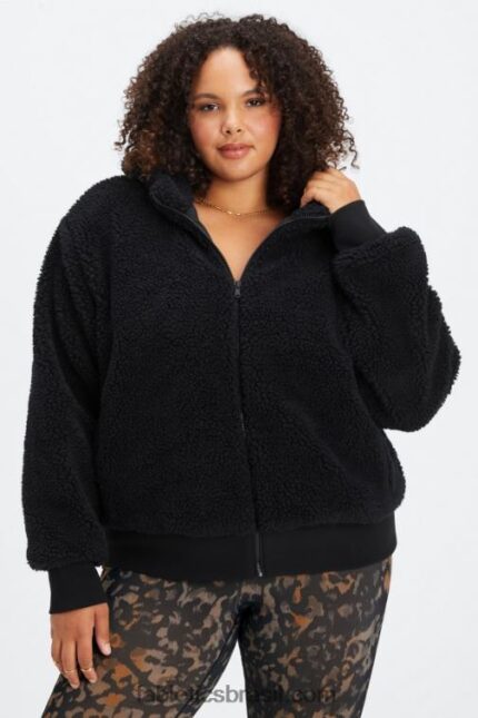 Fabletics preto 420HR2790 jaqueta de pelúcia cume mulheres