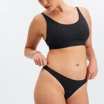 Fabletics preto 420HR2844 tanga de toque fino mulheres