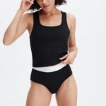Fabletics preto 420HR2864 Calcinha cintura alta 24-7 mulheres