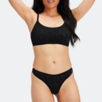 Fabletics preto 420HR2893 tanga cintura alta sem costura mulheres