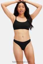 Fabletics preto 420HR2893 tanga cintura alta sem costura mulheres