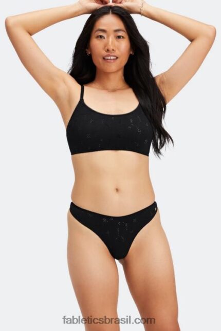 Fabletics preto 420HR2893 tanga cintura alta sem costura mulheres