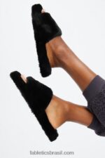 Fabletics preto 420HR2947 chinelo de pele mulheres - Image 2