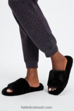 Fabletics preto 420HR2947 chinelo de pele mulheres - Image 5